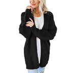 Damen nan langer oversize Strickcardigan mit Zopfmuster und V-Ausschnitt R&B