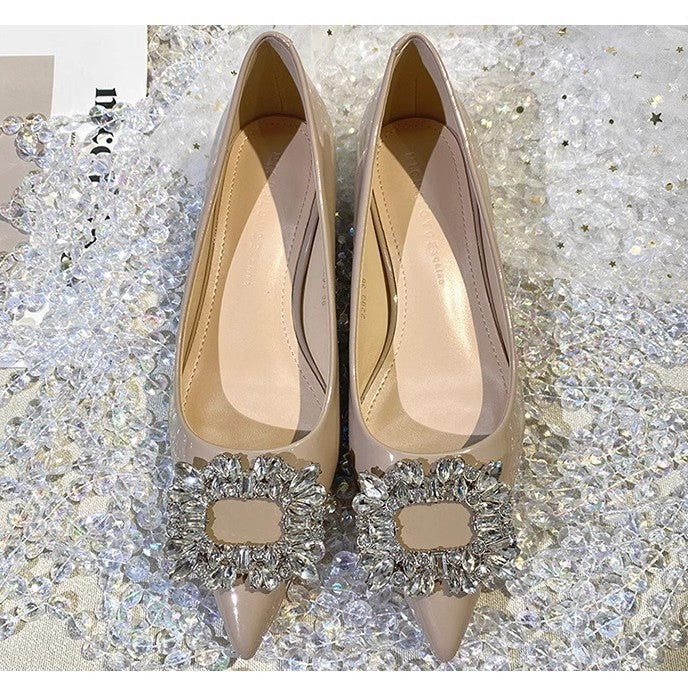 Damen elegante spitze Pumps mit funkelndem Schmuckdetail R&B