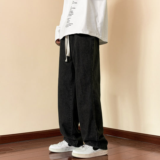 Herren lässige Denim-Hose mit bequemem Schnitt und elastischem Bund R&B