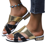 Damen Offene Sandalen mit glamourösem Metallic-Design und rutschfester Sohle R&B