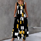 Damen Maxikleid mit buntem Grafikdesign R&B