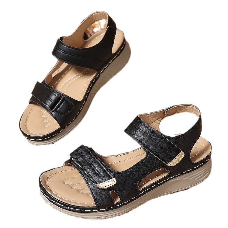 Damen Komfortable Wedge-Sandalen mit ergonomischem Riemendesign und modischer Schnallenapplikation R&B
