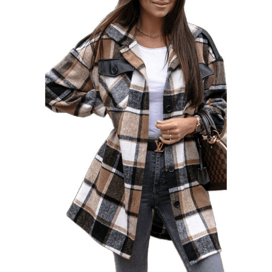 Damen Oversized Karierter Hemdjacke R&B