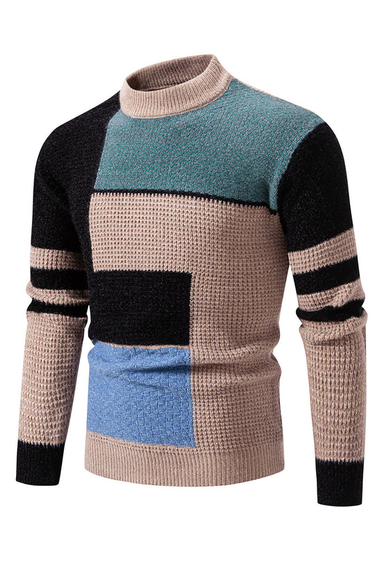 Herren Strukturierter Pullover mit modernem Farbblockdesign R&B