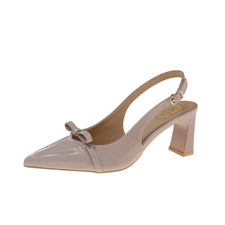 Damen Slingback-Pumps mit spitz zulaufendem Design und glänzender Oberfläche R&B