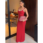 Damen Elegantes langes Kleid mit Spaghettiträgern und femininer Silhouette R&B