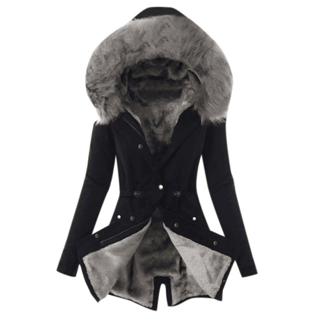 Damen gefütterte Parka mit Kunstfellkragen R&B