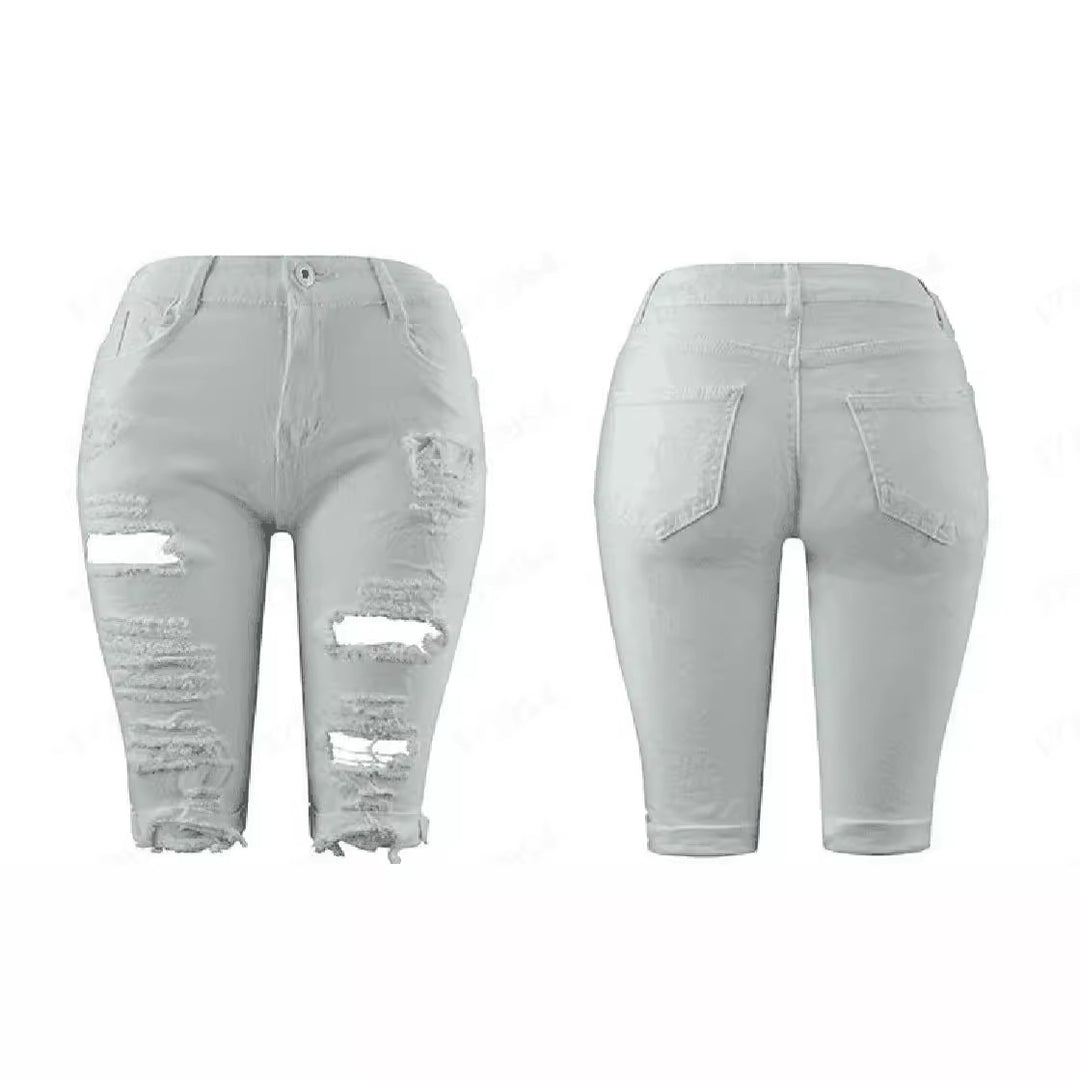 Damen Destroyed Denim-Hose mit lässigem Schnitt und modischen Rissdetails R&B