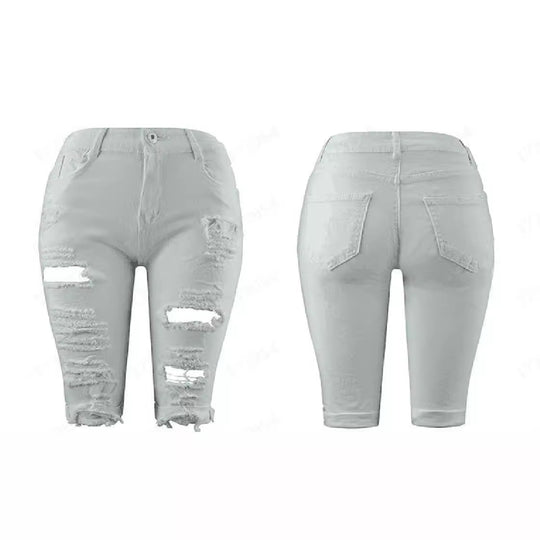 Damen Destroyed Denim-Hose mit lässigem Schnitt und modischen Rissdetails R&B