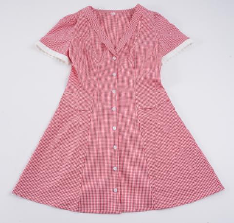 Damen Hemdkleid mit V-Ausschnitt und karierter Struktur R&B
