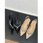 Damen Slingback Pumps mit funkelnder Strassverzierung R&B
