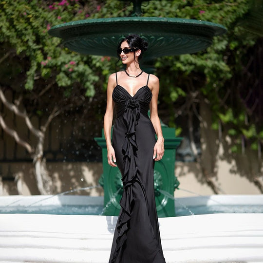 Damen Langärmeliges Maxikleid mit raffinierten Drapierungen R&B