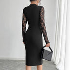 Damen Elegantes Spitzenkleid mit hoher Taille und raffinierten Cut-Outs R&B