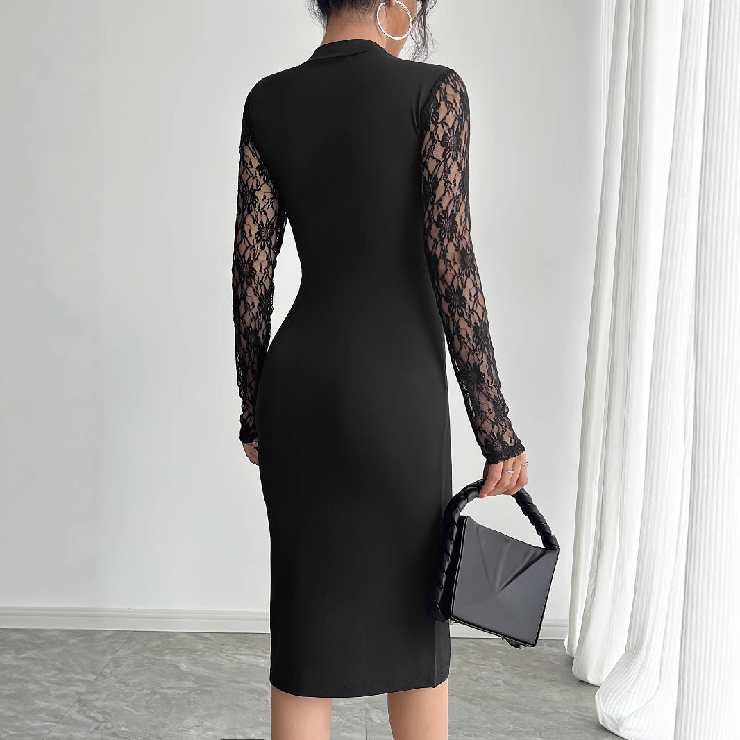 Damen Elegantes Spitzenkleid mit hoher Taille und raffinierten Cut-Outs R&B