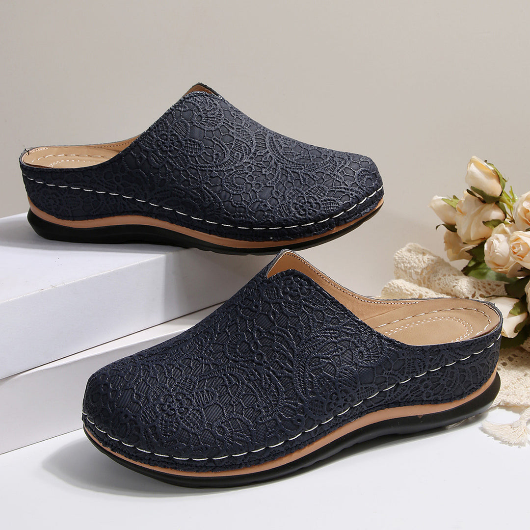Damen Komfortable Clogs mit eleganter Spitzenstruktur und ergonomischem Fußbett R&B