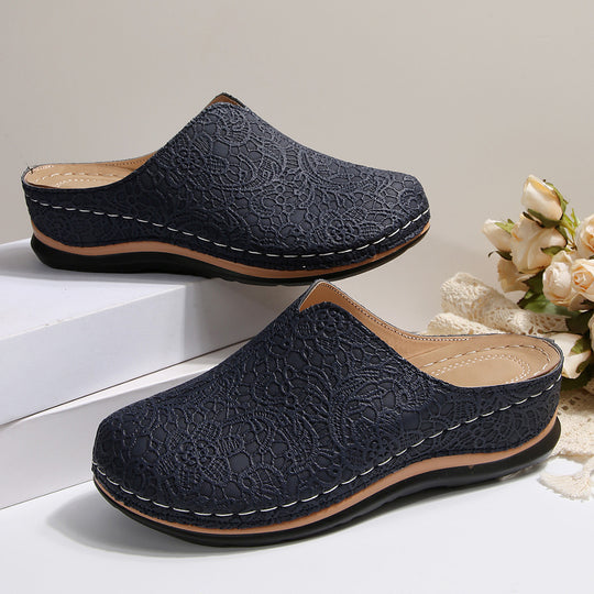 Damen Komfortable Clogs mit eleganter Spitzenstruktur und ergonomischem Fußbett R&B
