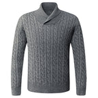 Herren Grobstrickpullover mit modernem Schalkragen und Zopfmuster R&B