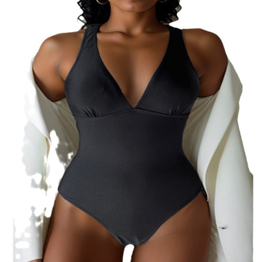 Damen eleganter V-Ausschnitt Einteiler R&B