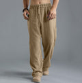Herren nan lässige Leinenhose mit elastischem Bund, Kordelzug und geradem Bein R&B