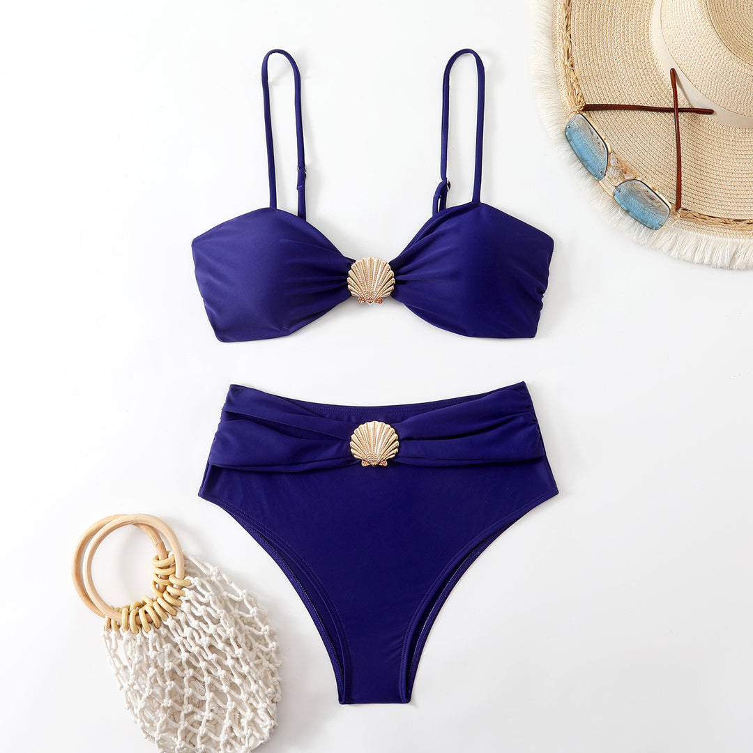 Damen Bikini-Set mit schickem Muschel-Detail und hohem Bund R&B