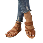 Damen geflochtene Sandalen mit verstellbarem Schnallenriemen R&B