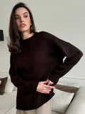 Damen Großer Strickpullover mit überschnittenen Schultern und Rippenbündchen R&B