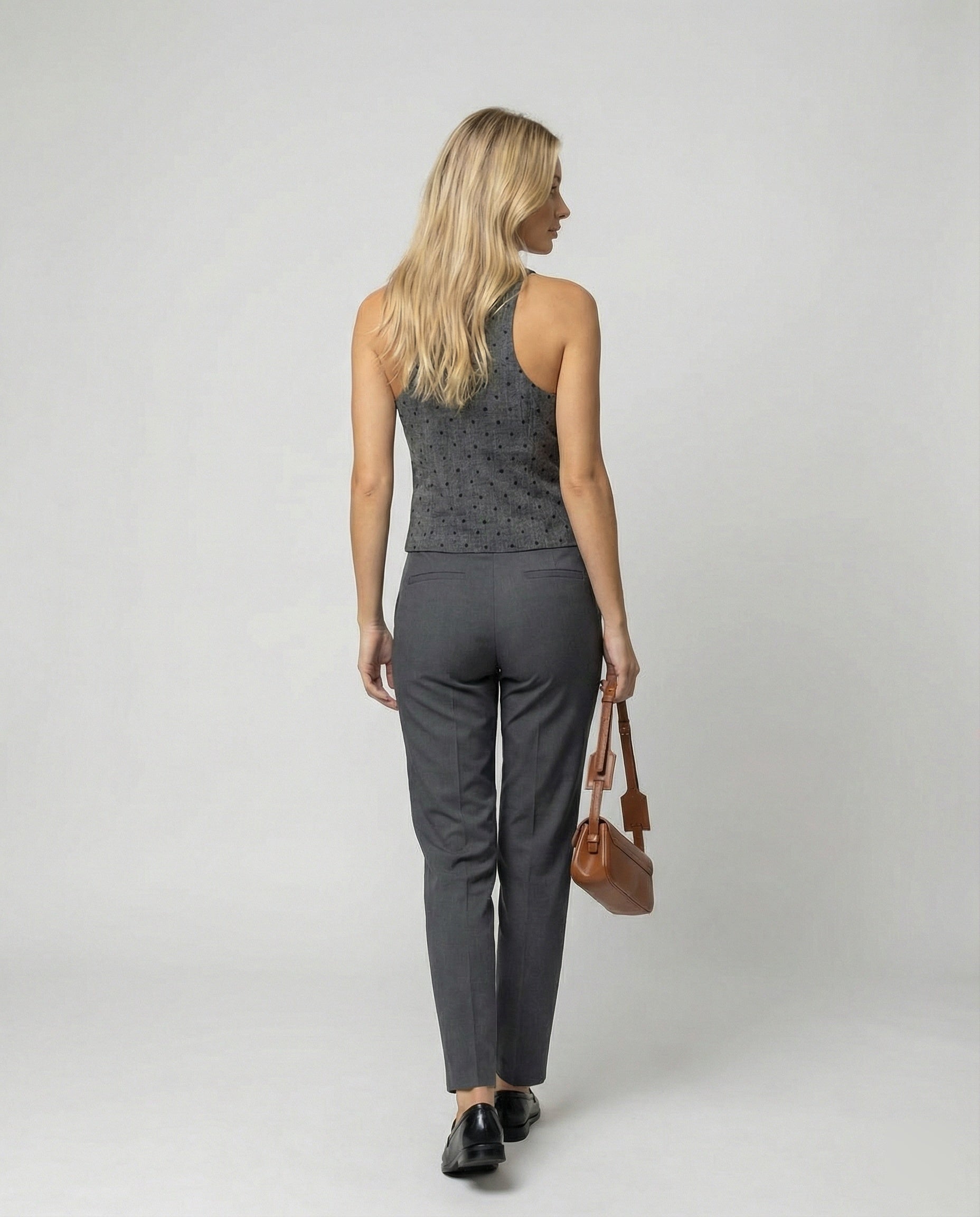 Elegante Weste Tailliert Grau Punktmuster Intellektueller Look Slim Fit Top