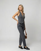 Elegante Weste Tailliert Grau Punktmuster Intellektueller Look Slim Fit Top