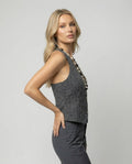 Elegante Weste Tailliert Grau Punktmuster Intellektueller Look Slim Fit Top