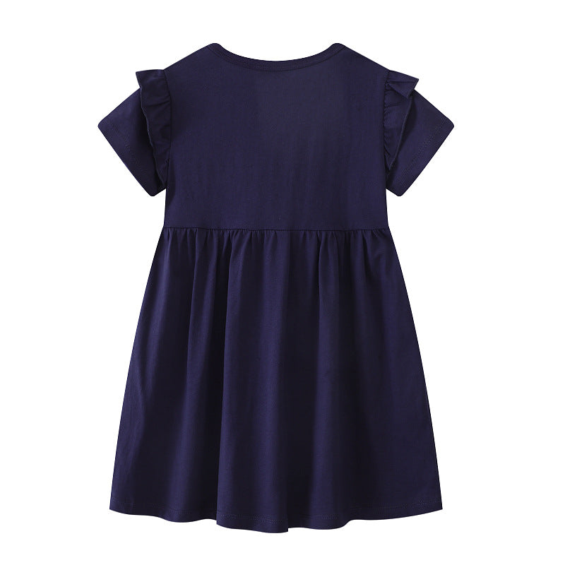 Mädchen T-Shirt Kleid mit glitzerndem Einhornmotiv R&B