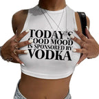 Damen Crop-Top mit inspirierendem Schriftzug und figurbetontem Design R&B