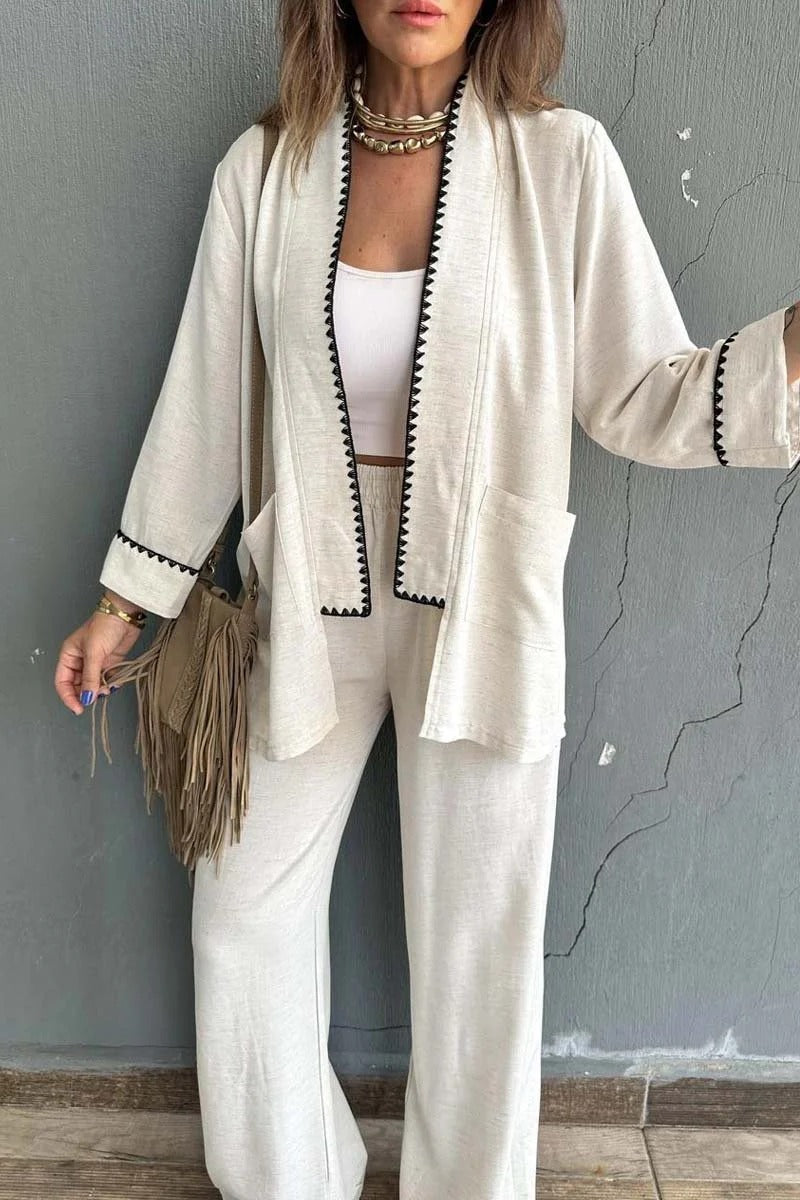 Damen Elegant geschnittene Jacke mit kontrastierendem Saum R&B