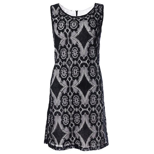 Damen Spitzenkleid mit floralen Mustern und Schlüsselloch-Ausschnitt R&B