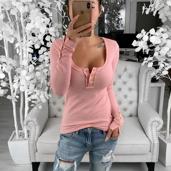 Damen Langarmshirt mit eleganten Knopfdetails R&B