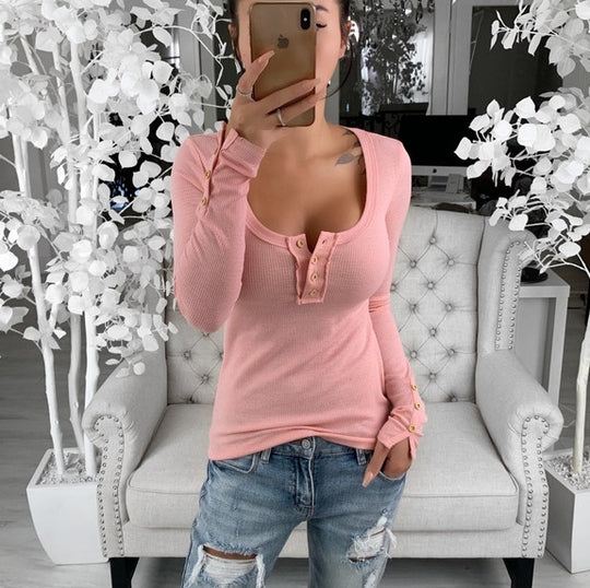 Damen Langarmshirt mit eleganten Knopfdetails R&B