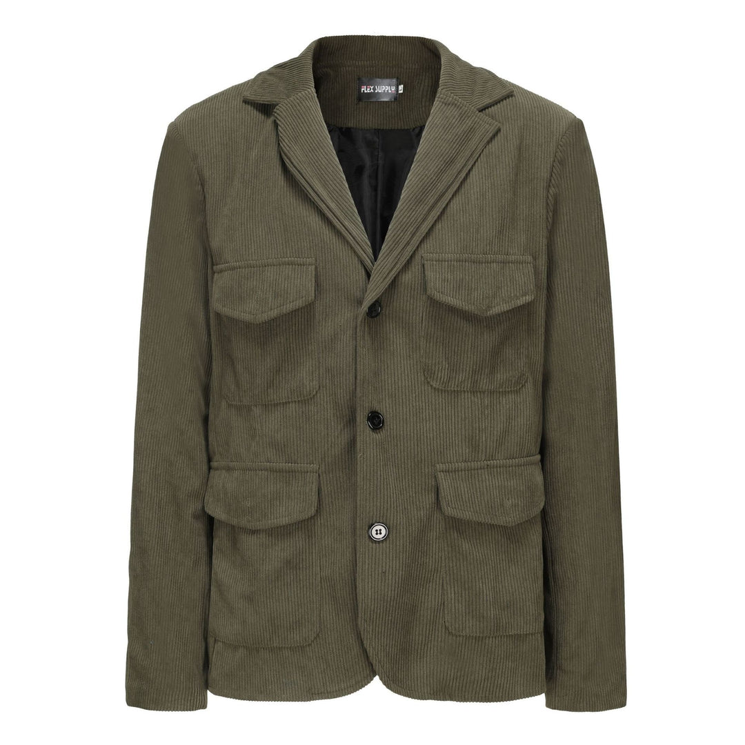 Damen lässige Cordjacke mit aufgesetzten Taschen R&B