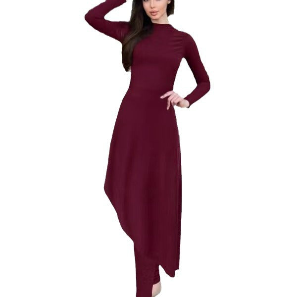 Damen eleganter Strandanzug mit asymmetrischem Schnitt und langen Ärmeln R&B
