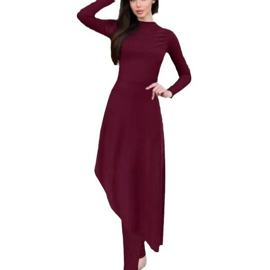 Damen eleganter Strandanzug mit asymmetrischem Schnitt und langen Ärmeln R&B