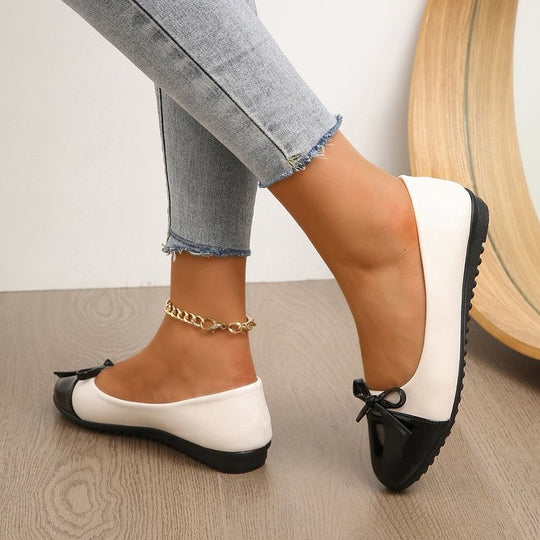 Damen Ballerinas mit eleganter Farbblockgestaltung und zartem Schleifen-Detail R&B