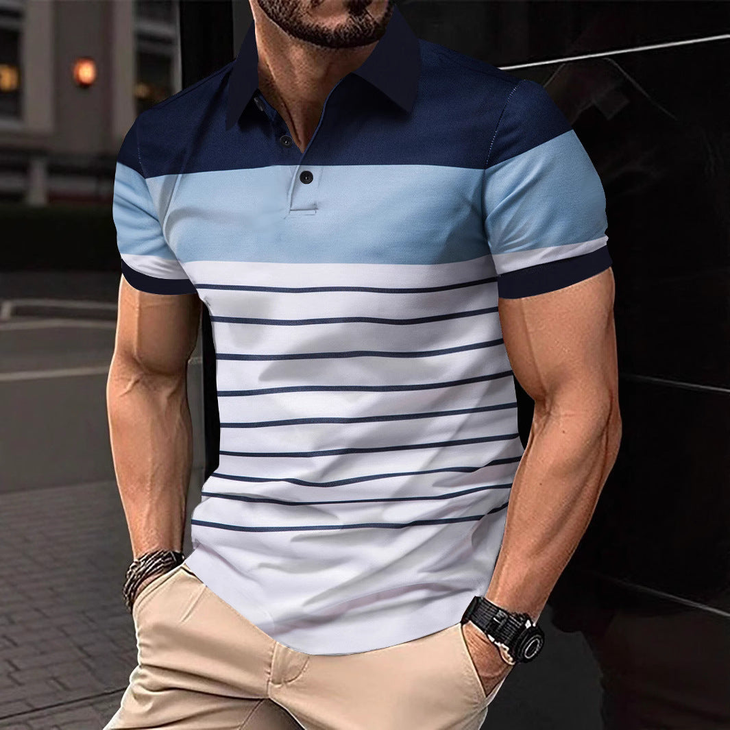 Herren Polo-Shirt mit modernem Streifenmuster und hochwertiger Baumwolle