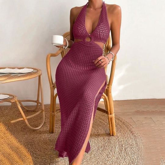 Damen elegantes Häkelkleid mit tiefem Ausschnitt R&B