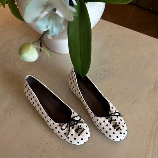 Damen Ballerinas mit charmantem Punktemuster und zierlichem Schleifendetail R&B