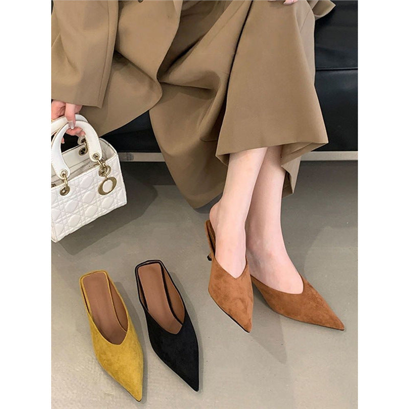 Damen elegante Slingback Mules mit spitzem Design R&B