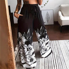 Damen Weite Palazzo-Hose mit buntem Schmetterlingsdruck und elastischem Bund R&B