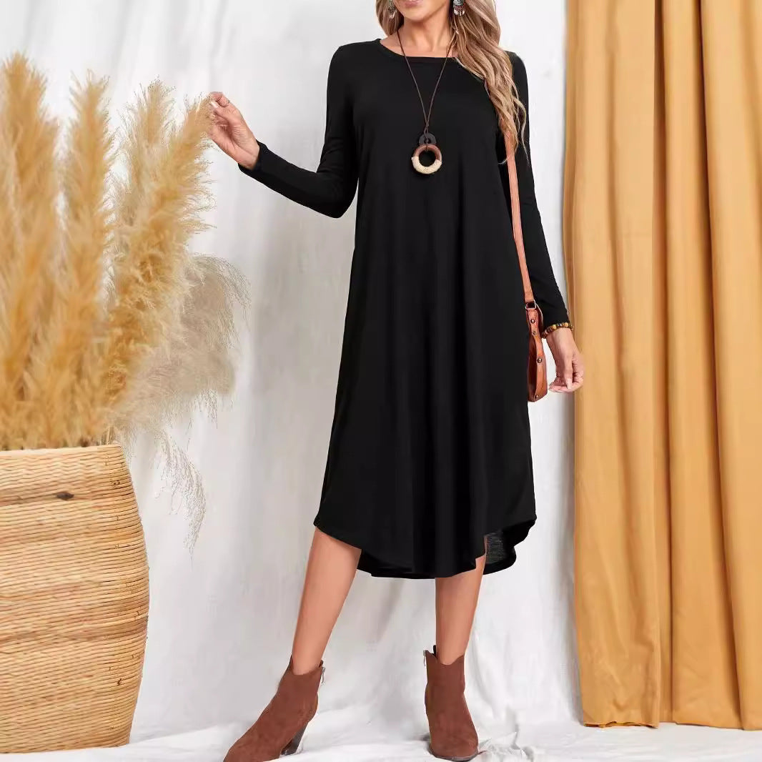 Damen lässiges Maxikleid mit elegantem Schnitt und hohem Saum R&B