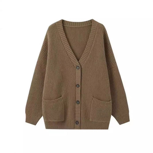 Damen Grobstrick-Cardigan mit Taschen und weichem Schnitt R&B