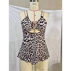 Damen Einteiler Badeanzug mit modischem Tierprint und eleganten Cut-Out-Details R&B