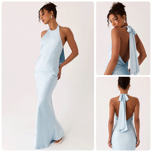 Damen Elegantes Abendkleid mit schickem Halterdesign und fließendem Stoff R&B