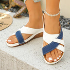 Damen Clogs mit modischen Überkreuz-Riemen und komfortablem Fußbett R&B