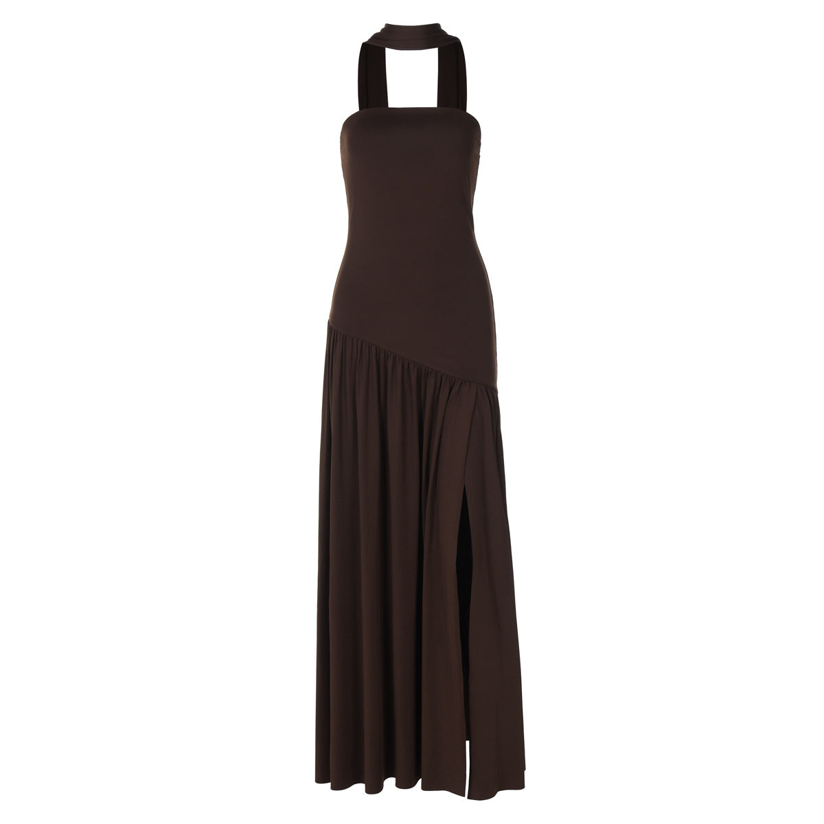 Damen Maxikleid mit raffiniertem Cut-Out-Design und asymmetrischem Saum R&B